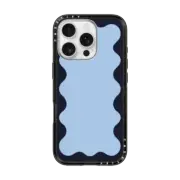 iPhone 16 Pro Impact Lite Case Blue Background Wavy Border