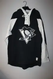 New NHL Pittsburgh Penguins old time jersey style midweight cotton hoody men XL