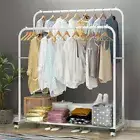 Double Rails Clothing Rack Rolling Bedroom Clothes Garment Coat Hang on Wheels