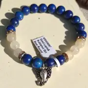 Lucky Elephant Lapis (dyed) Rutilated Quartz 8mm Bead Stretch Bracelet New