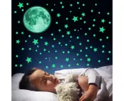 (1 Set) Glow In The Dark Stars, Glowing In The Dark Stars and Moon Wall Decals, Adhesive Glowing Stars Wall Stickers