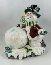 Dalton Ceramic Snowman Figurine with Snowball Candle, Unscented, 5" Height