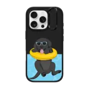 iPhone 16 Pro Impact Ring Stand Case MagSafe Compatible Swimming Black Labrador