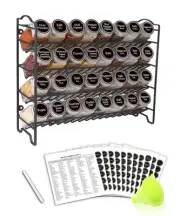 Spice Rack Organizer 32 Glass Spice Jar 396 Spice Labels Chalk Marker and Funnel