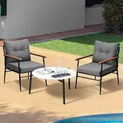 Livsip Outdoor Patio Setting 3 Piece Bistro Lounge Furniture Set 70cm Table