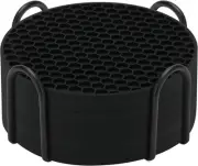Silicone Coasters Set of 8 with Holder,Coasters for 8 Pcs, Black
