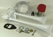 FIAMM Fultone II Twin Air Horns with Compressor Kit - Horn FULTONE White - White Powder Coated 12 Volt Compressor (62350-12)