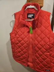 Ladies Lands End FeatherFree Insulated Red Vest Size L 14-16 Women
