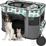 SlowTon Dog Playpen, Portable Large Cat Pet Playpens for Indoor Outdoor, Foldable Pet Crates Kennel House with Carrying Case, Breathable Visible Exercise Tent Cage for Puppy Rabbits and Small Animals