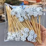 50Pcs/Set Christmas Fruit Sticks Disposable Bamboo Sticks Snowflake Christmas Sticks Ornaments Tree Santa Snowman Elk Xmas Claus
