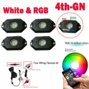 RGBW Offroad LED Rock Light 4 Pods Kit MultI-Color Change Strobe Flash Bluetooth