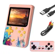 Nevenka 3.0inch Screen Retro Handheld Game Console 500 Classic FC Games Support to TV Output-Two Player-Pink