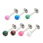 Opal Set Ball Top Internally Threadedl Labret Stud for Lip 16G (1.2*8*3) (TL/OPA
