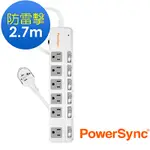 群加 POWERSYNC 六開六插防雷擊斜面開關延長線2.7M(TPS366BN9027)