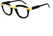 [BETSION] Vintage Acetate Round Eyeglasses Frames Glasses Frame Spring Hinges Glass Unisex for Men Women