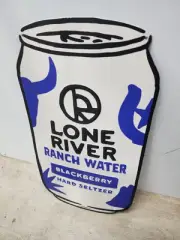 Lone River Ranch Water Blackberry Sign Metal Tin Tacker Microbrew