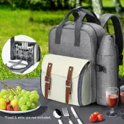 Alfresco Picnic Basket Backpack Set Cooler Bag 4 Person Outdoor Insulated Liquor