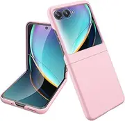 [Jarttarn] Compatible with Motorola Razr 40 Ultra Case Colorful Ultra Thin Skin Friendly Matte with Mirror Film Folding Shockproof Protection Hard Case (Pink)