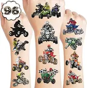 100 PCS Four Wheeler ATV Quad Bike Birthday Party Decorations Favors Supplies Temporary Tattoos Decor Boys Motocross Race Car Stickers For Boys Man Girls Gift School Prizes Rewards