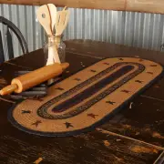 Table Runner Heritage Farms Jute Primitive 13x36 Oval Stars Kitchen VHC Brands