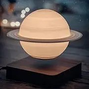 Kiko-ershaa Magnetic Levitation 3D Printing LED Saturn Night Light, 360° Rotating With 3 Colours Change, Global Desk Lamp for Living Room Bedroom Decor