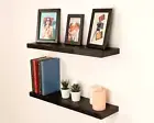 Set of Two 36" Floating Wood Shelves Black - Designer's Image