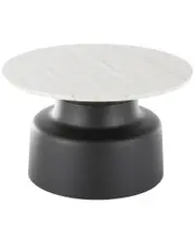 Peyton Lane Metal Pedestal Living Room Coffee Table With Faux Marble Top