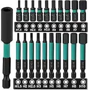 K Kwokker 20PCS Impact Drill Allen Key Bit Set 25mm+60mm Long, Hex Bit Set H1.5-H10 Metric Hex Impact Screwdriver Driver Bits,1/4" Hex-Shank S2 Steel Hex Bits Set with Magnetic Bit Holder