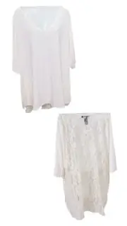 Lane Bryant NWT Lace Back V Neck Cream White Tunic Blouse Womens Plus Size 22/24
