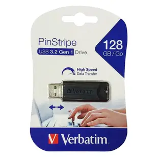 【Verbatim 威寶】PinStripe USB3.2 Gen1 128GB高速伸縮隨身碟