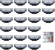 Safety Razor Blades, Razor Blades Refills Fit For Mach 3, Elastic Sensor Replacement Blade Compatible with Gillette Mach 3 for Male Men Father Boyfriend (20)