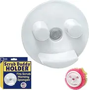 Storage Theory Suction Cup Sponge Holder - White Bathroom and Kitchen Sink Organizer for Smiley Face Sponges - No Sponges Included - 1 Pack