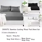50cm Deep Wall 2000TC Bamboo Cooling Fitted Full Sheet Set Queen King Bed Sizes