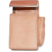 Tan Leather CIGARETTE Hard Case Flip Top Lighter Smoke Holder Men Women