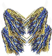 [Kisangel] Cheerleaders Hand Cheerleadering Plush Cheerleading Pom Poms Cheer Stuff Cheering Game Cheering Pompoms Prop Squad Pompoms Jumbo Blue Pom Poms Tassel Fan Pe Golden