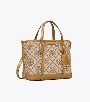 TB包 全新正品 Tory Burch 83313 小款棕色 現貨 PERRY 緹花帆布三格拖特包 水餃包 通勤包