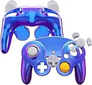 eXtremeRate Chameleon Purple Blue Glossy Faceplate Backplate for Nintendo Gamecube Controller, Replacement Housing Shell Cover with Buttons for Nintendo Gamecube Controller - Controller NOT Included