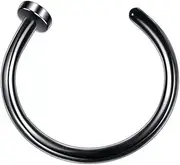 [Poetic Dove] 8mm Black Surgical Steel Open Lip Ear Nose Ring Hoop Small Thin Earrings Body Piercing Jewellery