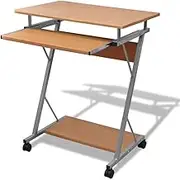 Compact Home & Office Desk with Keyboard Tray, Adjustable, Perfect for Gaming, Computer, & Reading - Brown Table