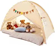 Bed Tent Twin for Kids, Twin Size Bed Tent Cozy Indoor Privacy Space with Star Lights & Flags & Storage Bag, Perfect for Boys and Girls