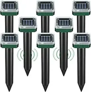 Mole Repellent Solar Powered 8 Pack,Snake Vole Repellent Outdoor, Gopher Repellent Ultrasonic Solar Powered for Lawn Garden Waterproof, Sonic Mole Spikes,Get Rid of Moles Groundhog Chipmunk Repellent