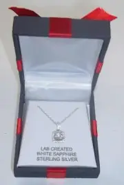 Womens 1/2 CT. Lab Created White Sapphire Sterling Pendant, Gift Box