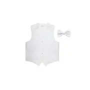 New men's Vesuvio Napoli tuxedo vest waistcoat bowtie prom formal wedding White