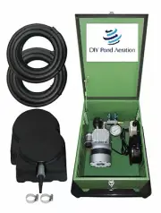 NEW Pond Aerator system 1/4 HP Pump w/locking Cabinet 200'SINK TUBE 2 Diffusers
