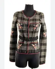 New Vintage Betsy Johnson 100% Lambswool Belted Long sleeve Blazer Jacket Sz S