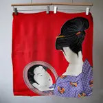 VINTAGE JAPANESE STYLE RAYON SCARF 日本藝妓印花嫘縈方巾 單面印刷