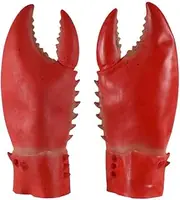 Large Latex Lobster Crab Claws Hand Gloves Cosplay Costume Accessory, Red
