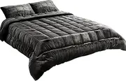 Giselle Bedding 500GSM Faux Mink Quilt, 180 x 210cm Comforter Duvet Cover Double Quilts Bed Couch Heavy Weighted Fleece Throw Blanket for Winter, Soft Warm Polyester Filling Baffle Box Charcoal