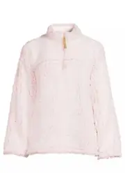Daily Collection Women's Pink Sherpa Pullover Quarter Zip Sz Large