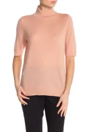 NWT Eileen Fisher Mock Neck Short Sleeve Wool Pullover Size XL